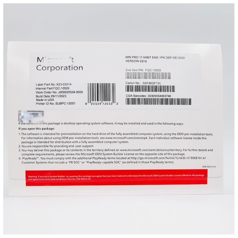 Microsoft Windows 11 Pro OEM 64 Bit DVD OEM Version for PC and Laptop or Mini PC Operating System Installation, Genuine, Affordable, and Ready to Activate