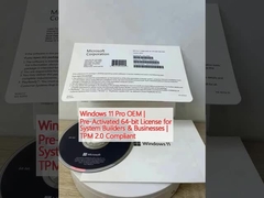 Windows 11 Pro OEM. Licenza pre-attivata a 64 bit per sviluppatori di sistemi e aziende. Compatibile con TPM 2.0